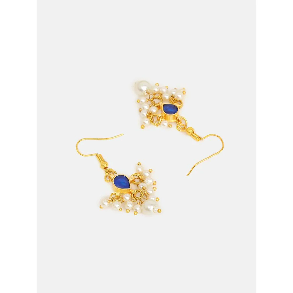 Ruby Raang Studio Womens Blue Kundan Maan Tikka with Earrings - Image 7