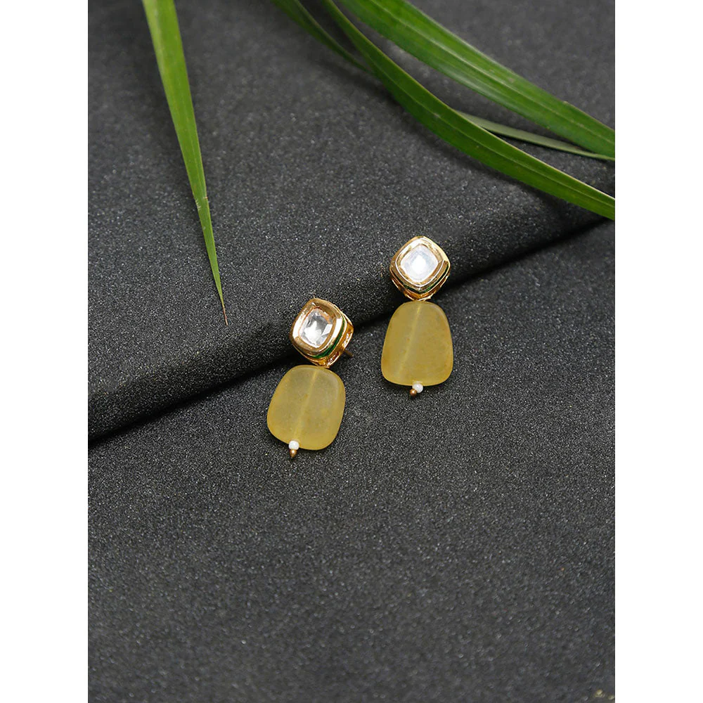 RUBY RAANG STUDIO Yellow Gold-Plated Contemporary Handcrafted Drop Earrings - Image 2
