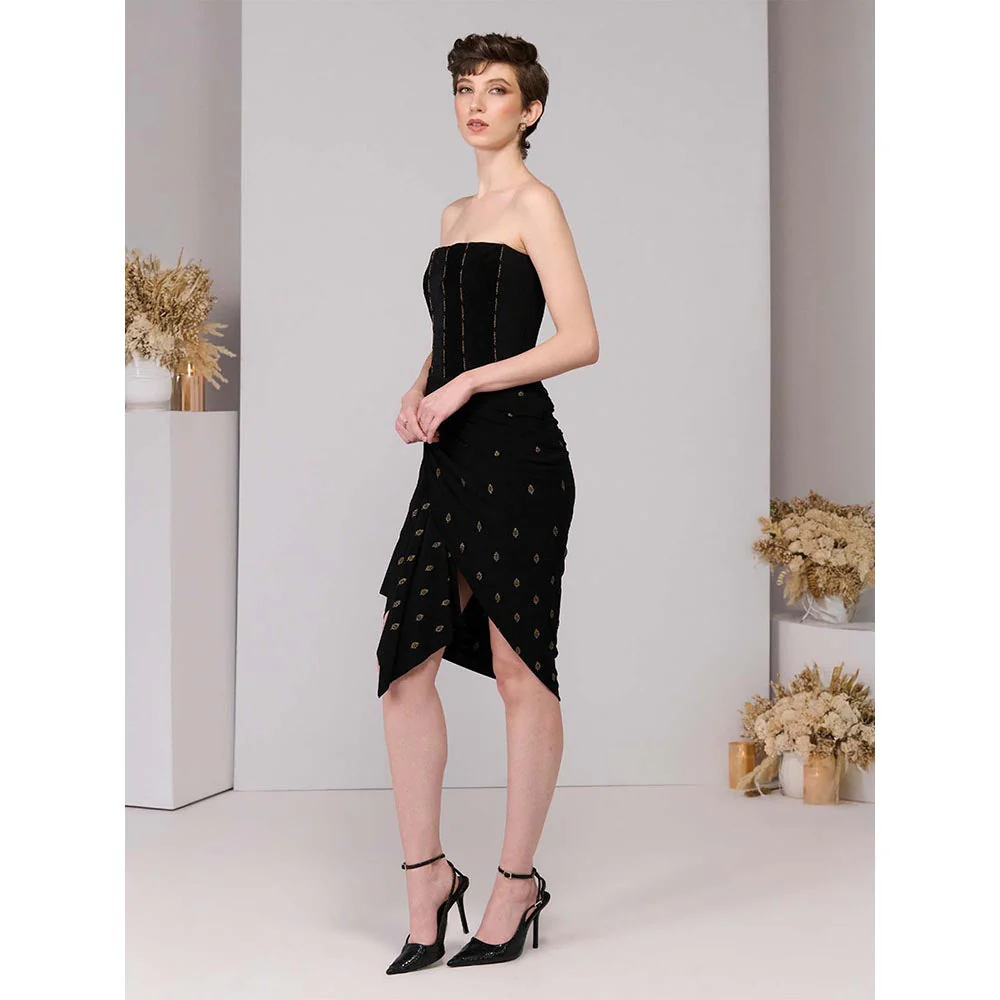 S&N by Shantnu Nikhil Black Corset Adamas Printed Dress - Image 3