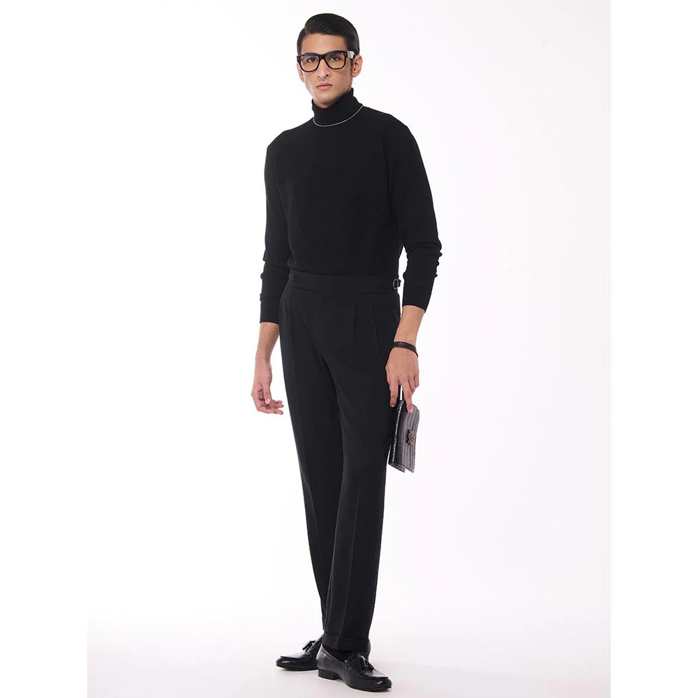 S&N by Shantnu Nikhil Merino Wool Turtle Neck Black Sweater