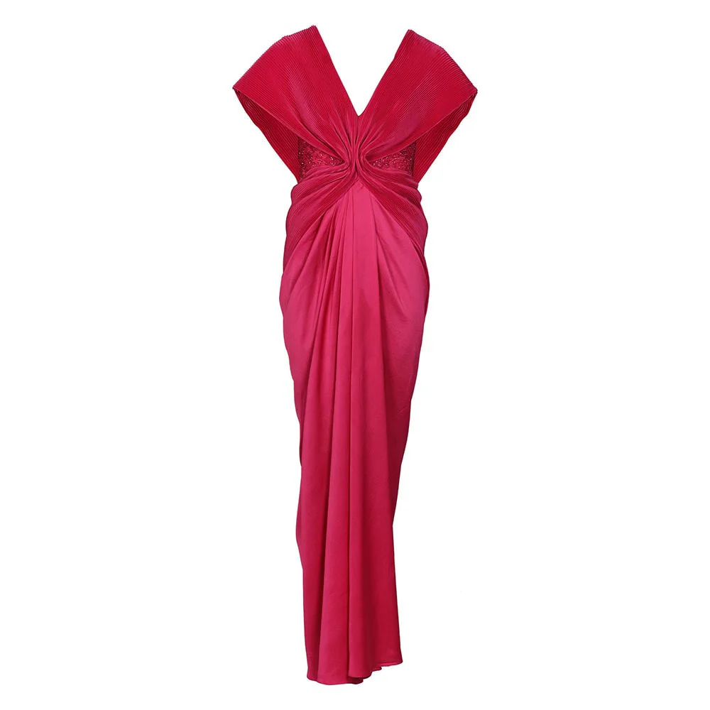 S&N by Shantnu Nikhil Womens Jersey Sequined Pink Gown - Image 5