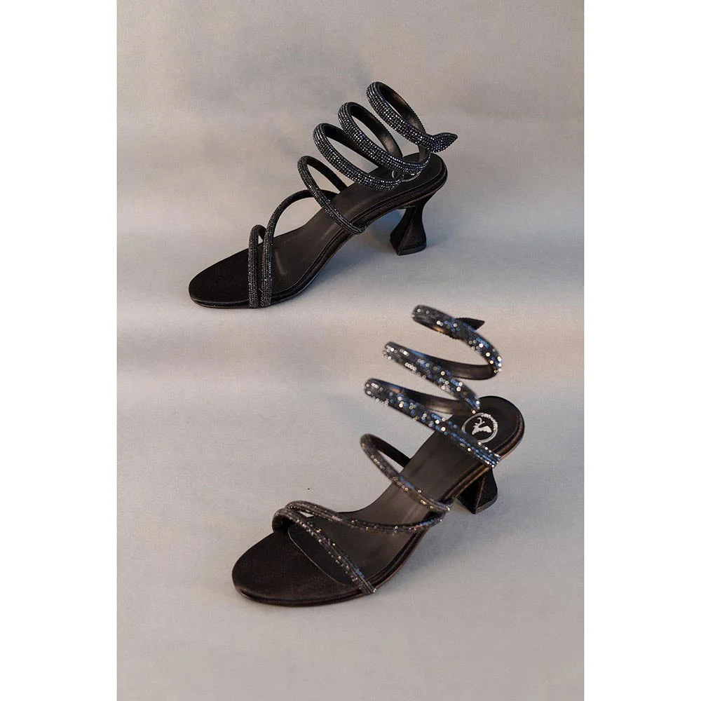 Sana K Luxurious Footwear Black Panther Embellished Heels Sandals - Image 4