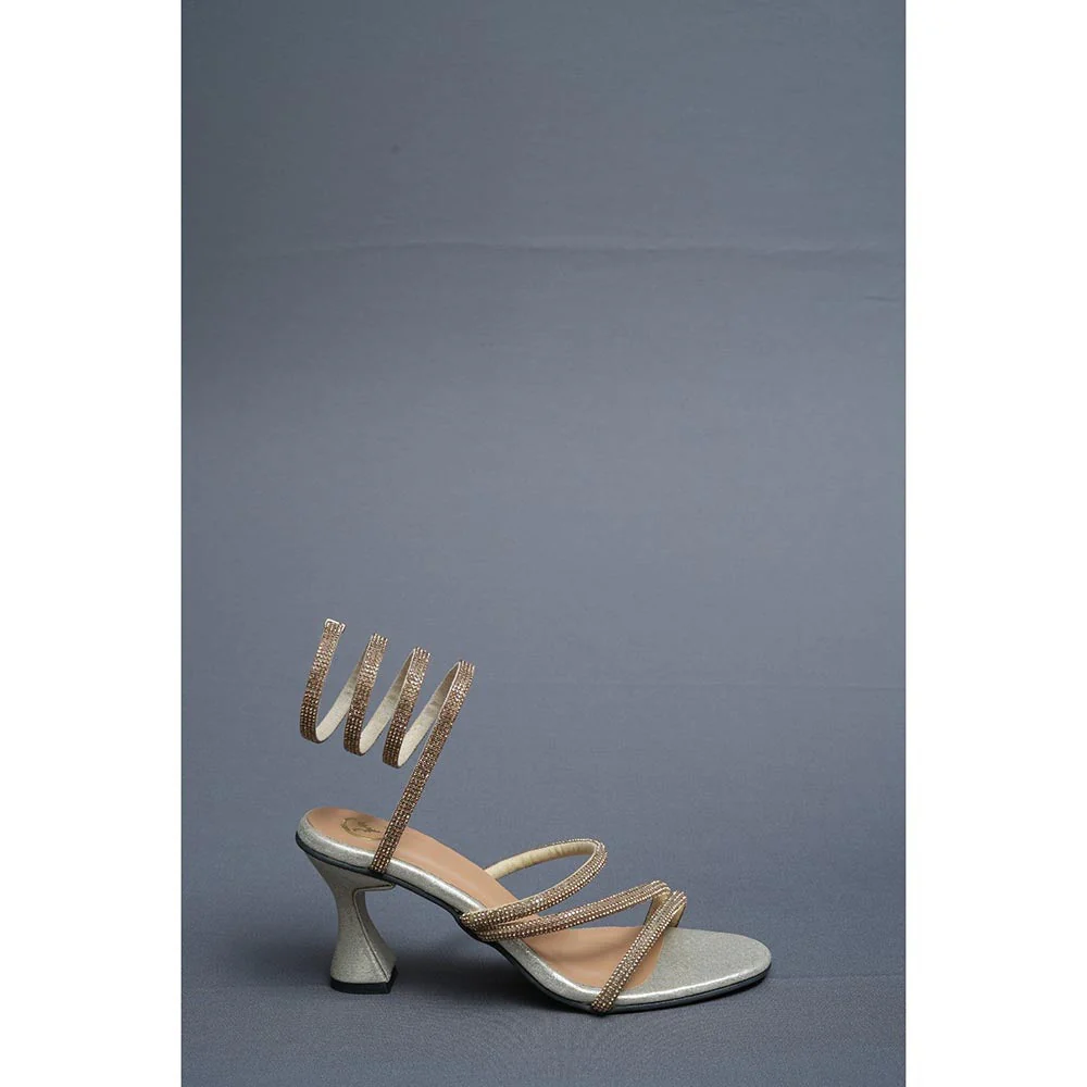 Sana K Luxurious Footwear Champagne Gold Spring Heel Sandals - Image 2
