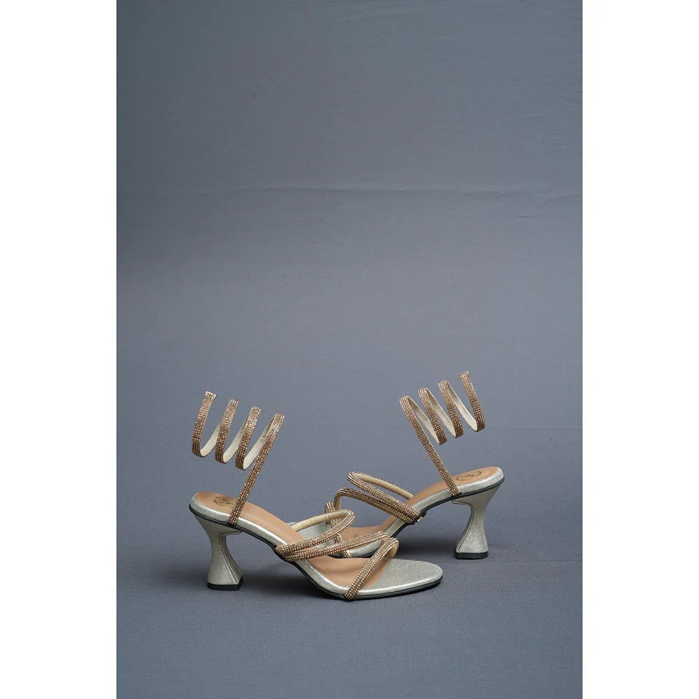 Sana K Luxurious Footwear Champagne Gold Spring Heel Sandals - Image 5