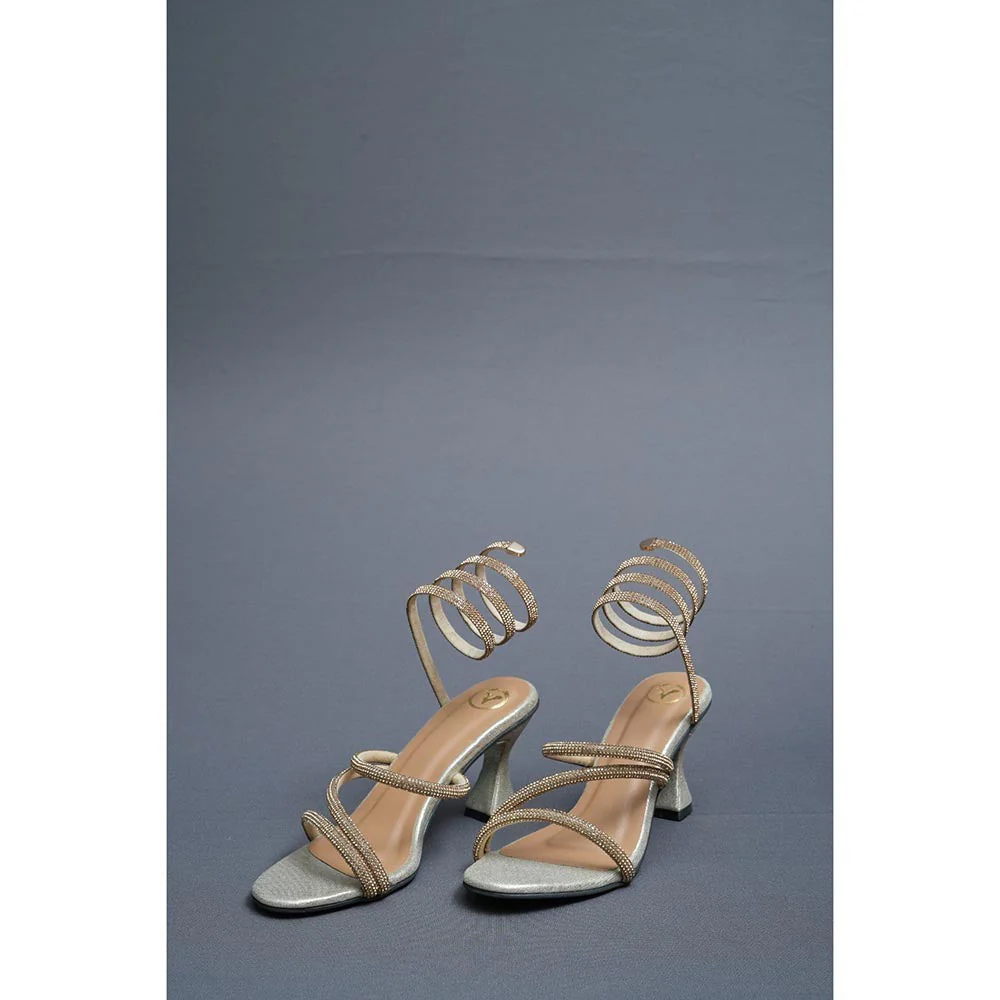Sana K Luxurious Footwear Champagne Gold Spring Heel Sandals - Image 6