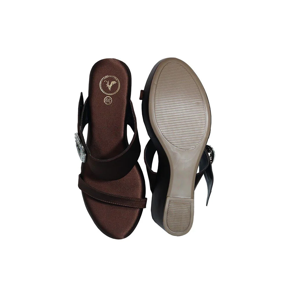 Sana K Luxurious Footwear Women Brown Round Toe Slip-On Mocha Wedges Heels - Image 5