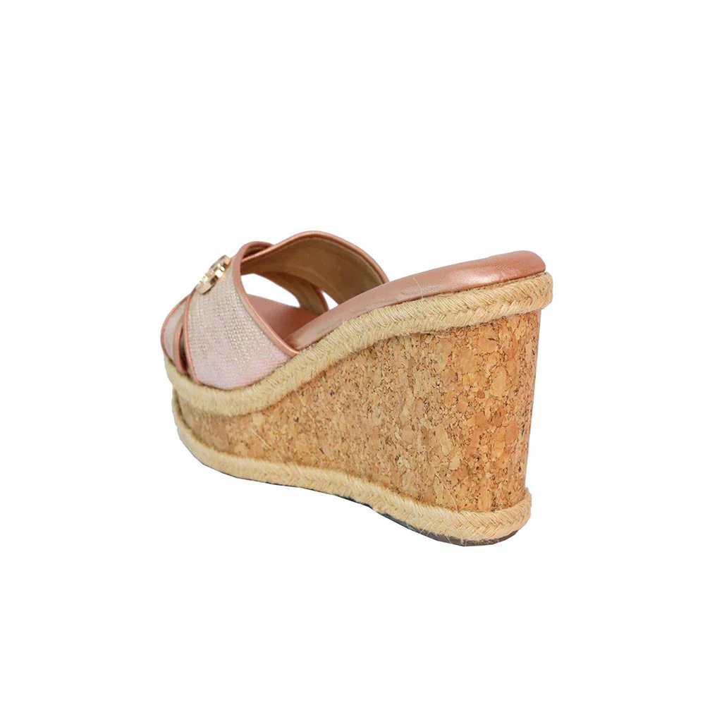 Sana K Luxurious Footwear Women Sufi Cork Round Toe Pink Wedges Heels - Image 4