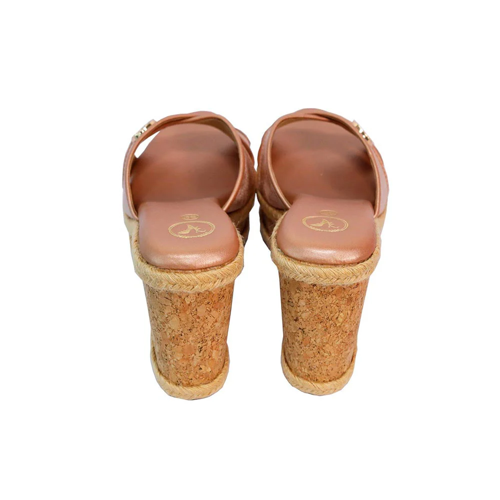 Sana K Luxurious Footwear Women Sufi Cork Round Toe Pink Wedges Heels - Image 5