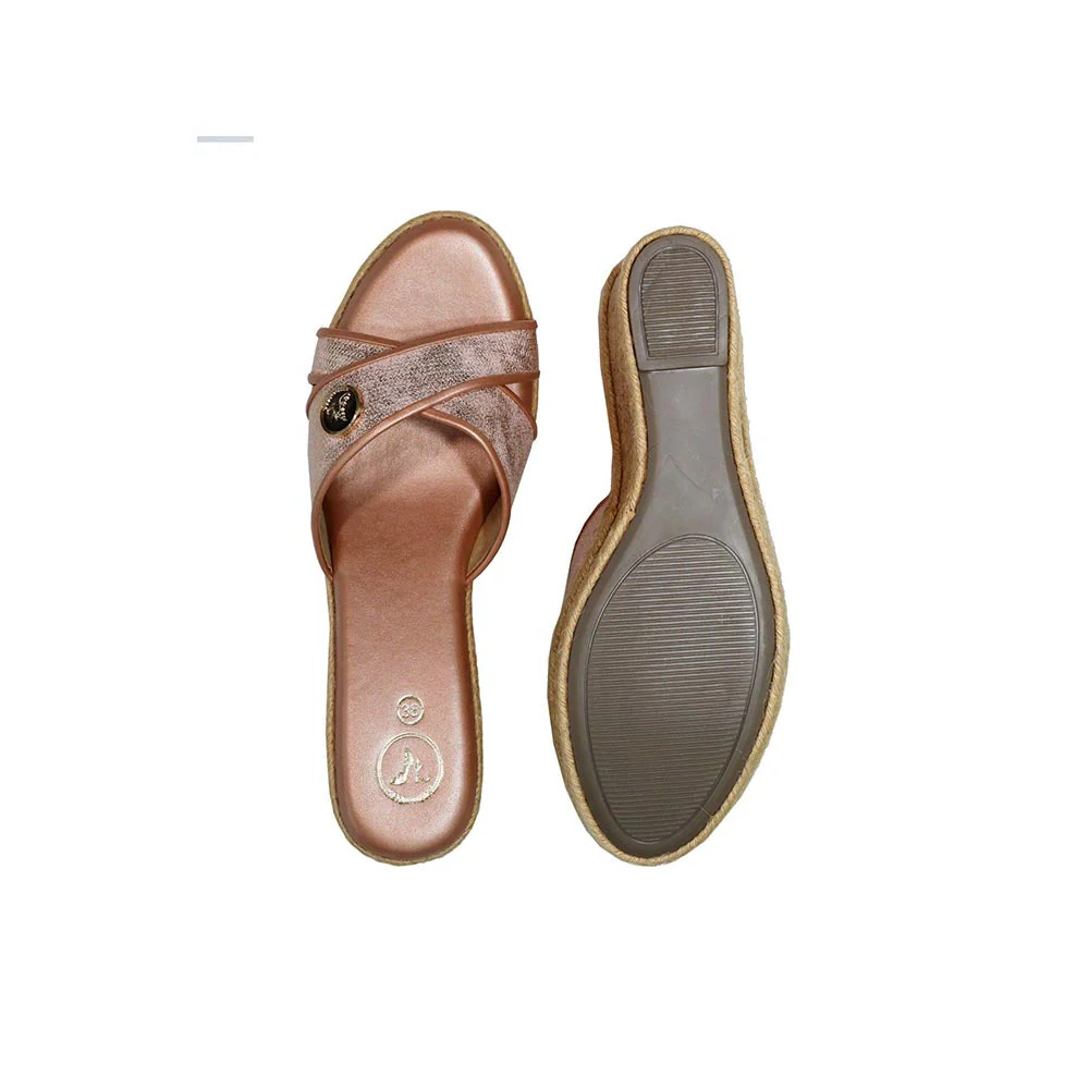 Sana K Luxurious Footwear Women Sufi Cork Round Toe Pink Wedges Heels - Image 6