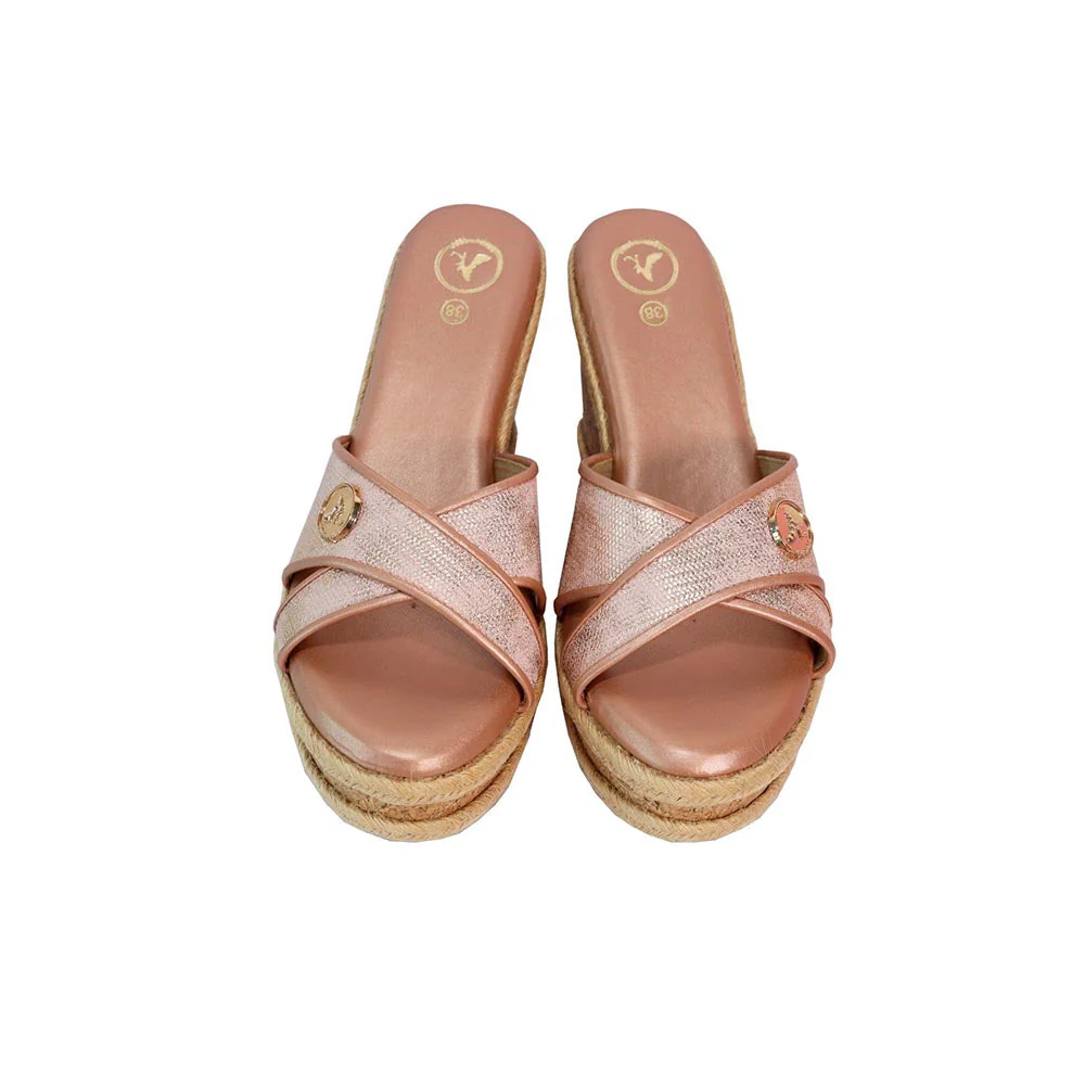 Sana K Luxurious Footwear Women Sufi Cork Round Toe Pink Wedges Heels - Image 7