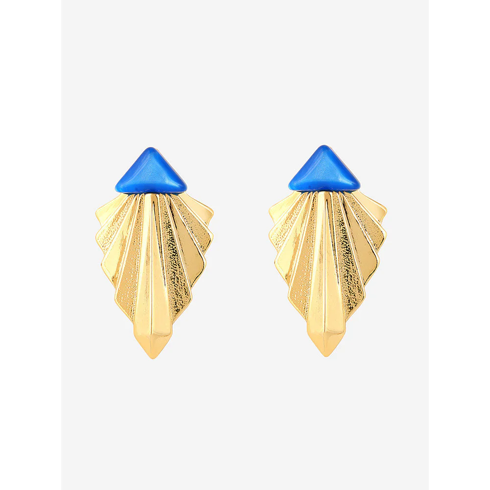 Shaze Gold Rhodium-Plated American Diamond Golden Rays Drop & Dangle Earrings For Women - Image 3