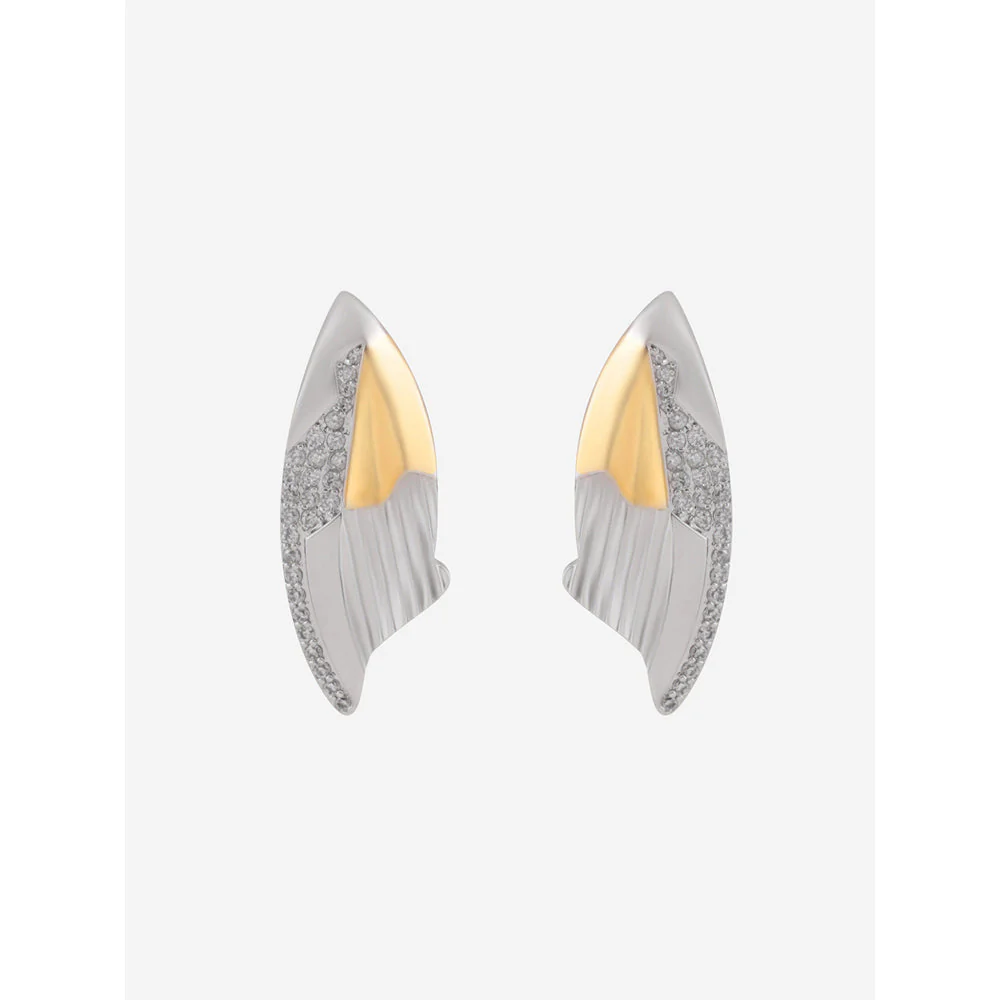 Shaze Gold Rhodium-Plated Cubic Zirconia Corollary Stud for Women - Image 3