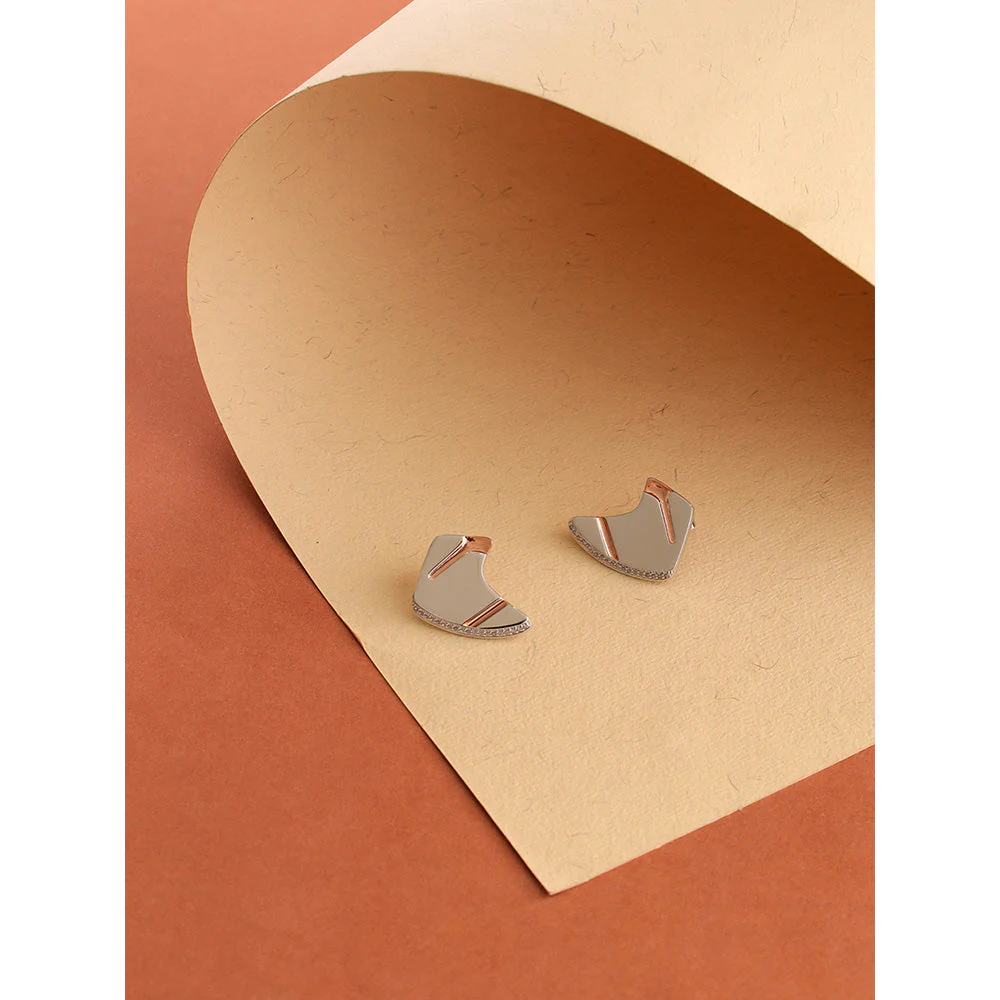 Shaze Gold Rhodium-Plated Cubic Zirconia Newfangled Stud Earrings for Women - Image 2