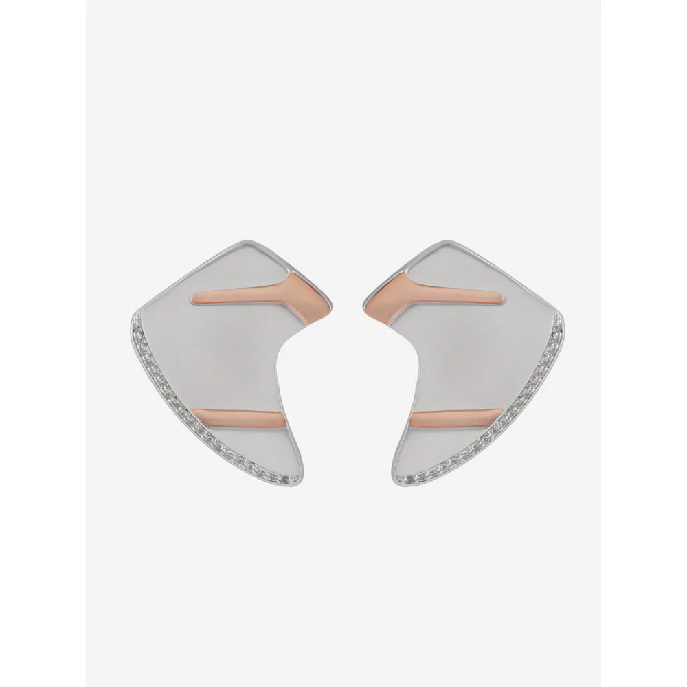Shaze Gold Rhodium-Plated Cubic Zirconia Newfangled Stud Earrings for Women - Image 3