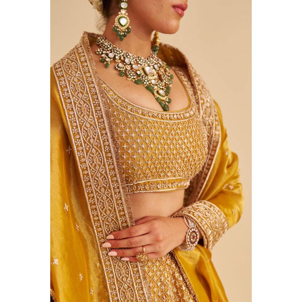 Sheetal Batra Aashina Mustard Lehenga With Blouse And Dupatta Set - Image 2