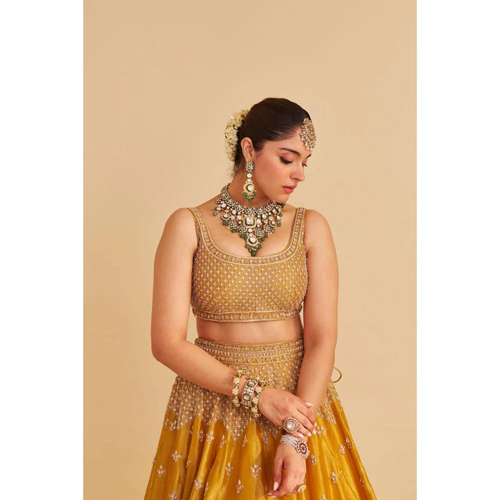 Sheetal Batra Aashina Mustard Lehenga With Blouse And Dupatta Set - Image 8