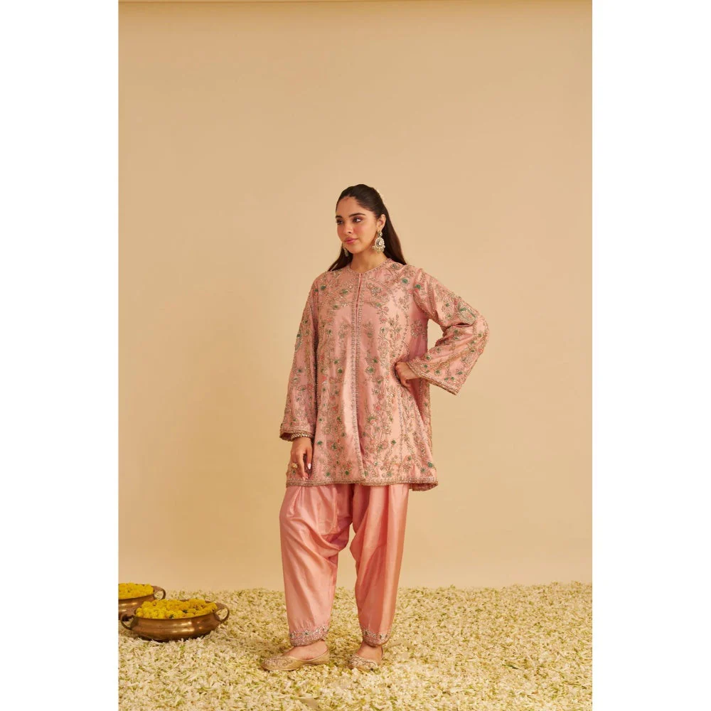 Sheetal Batra Alira Dabka Zardozi Embroidered Peach Kurta with Salwar and Dupatta - Image 3