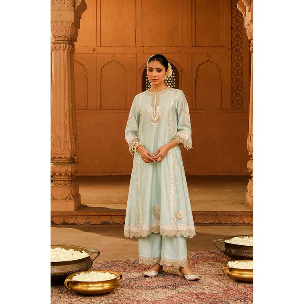 Sheetal Batra Yasna - Misty Green Long Kurta With Palazzo And Dupatta - Image 2