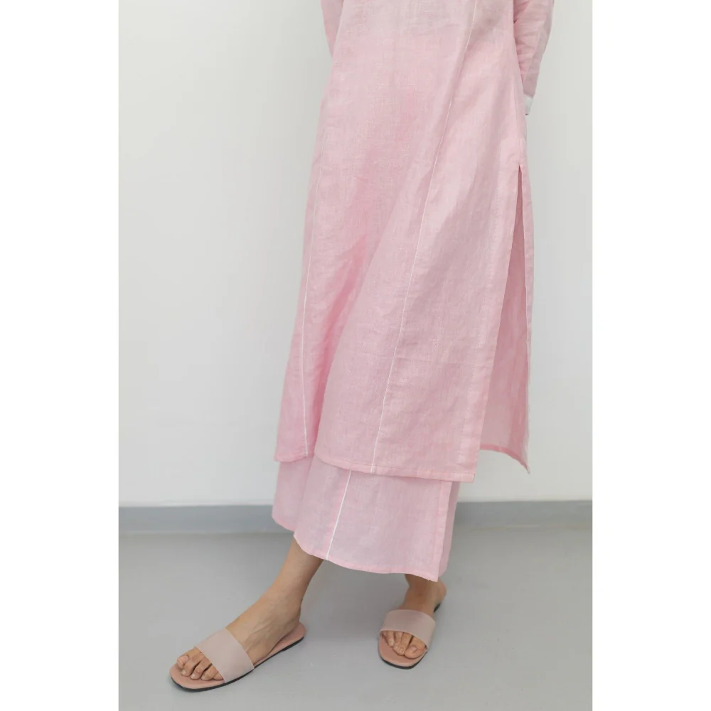 Silai Studio Bubblegum Pink Linen Kurta - Image 6