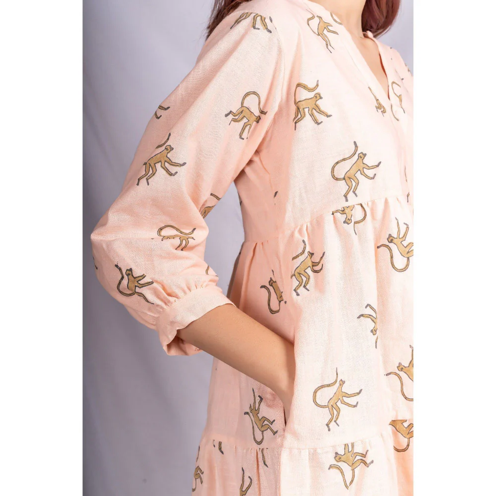 Silai Studio Busy Monkeys Tiered Mini Dress - Image 3
