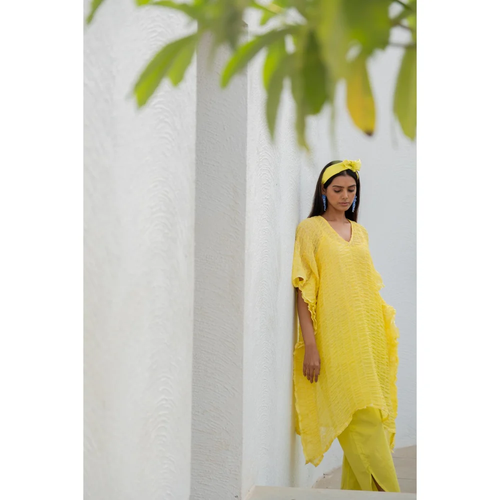 Silai Studio Iced Lemon Kaftan with Inner (Set of 2) - Image 2