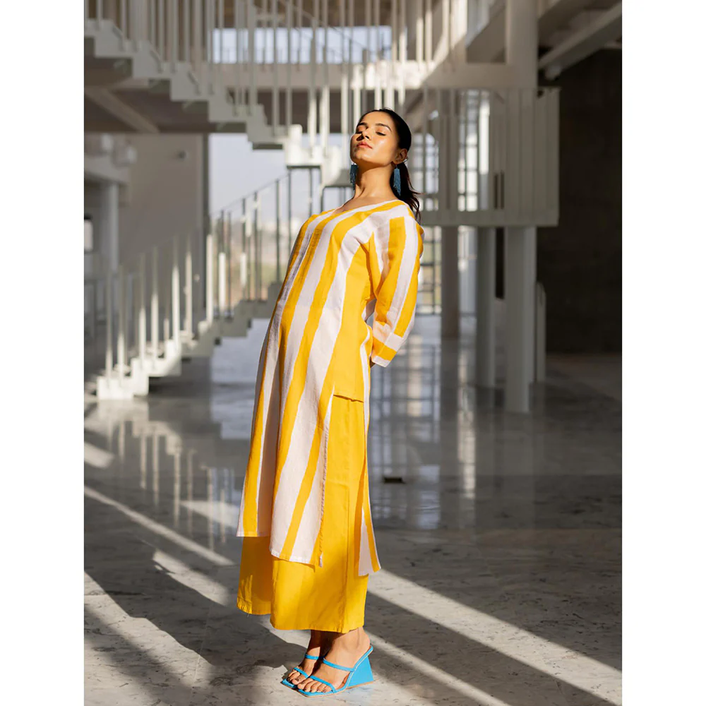 Silai Studio Lemonberry Box Slit Stripes Kurta - Image 4