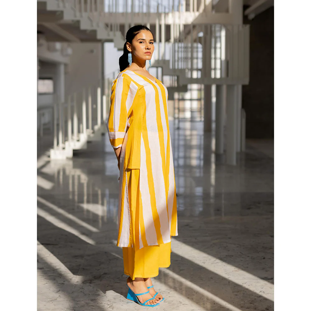 Silai Studio Lemonberry Box Slit Stripes Kurta - Image 5