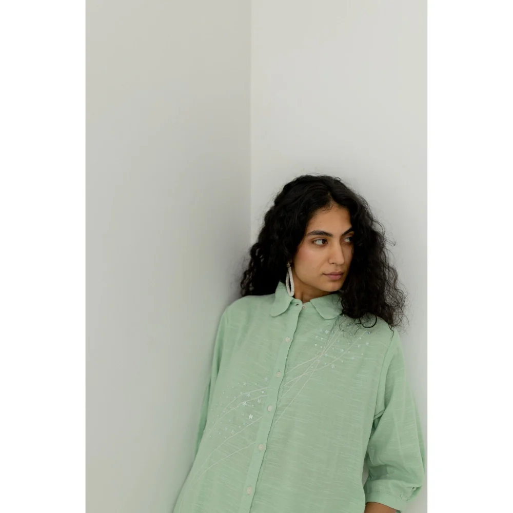Silai Studio Mint Green Cotton Kurta - Image 2
