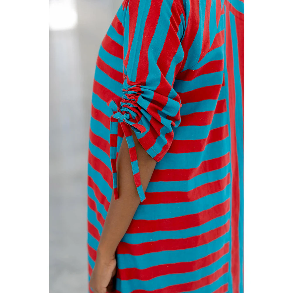 Silai Studio Poppy and Blue Stripe Kurta - Image 7