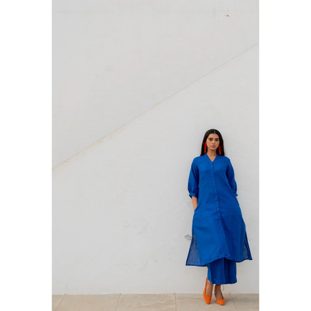 Silai Studio Sapphire Linen Button-down Kurta - Image 3
