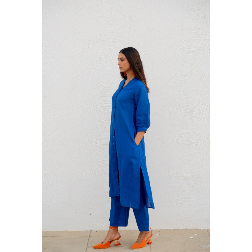 Silai Studio Sapphire Linen Button-down Kurta - Image 7