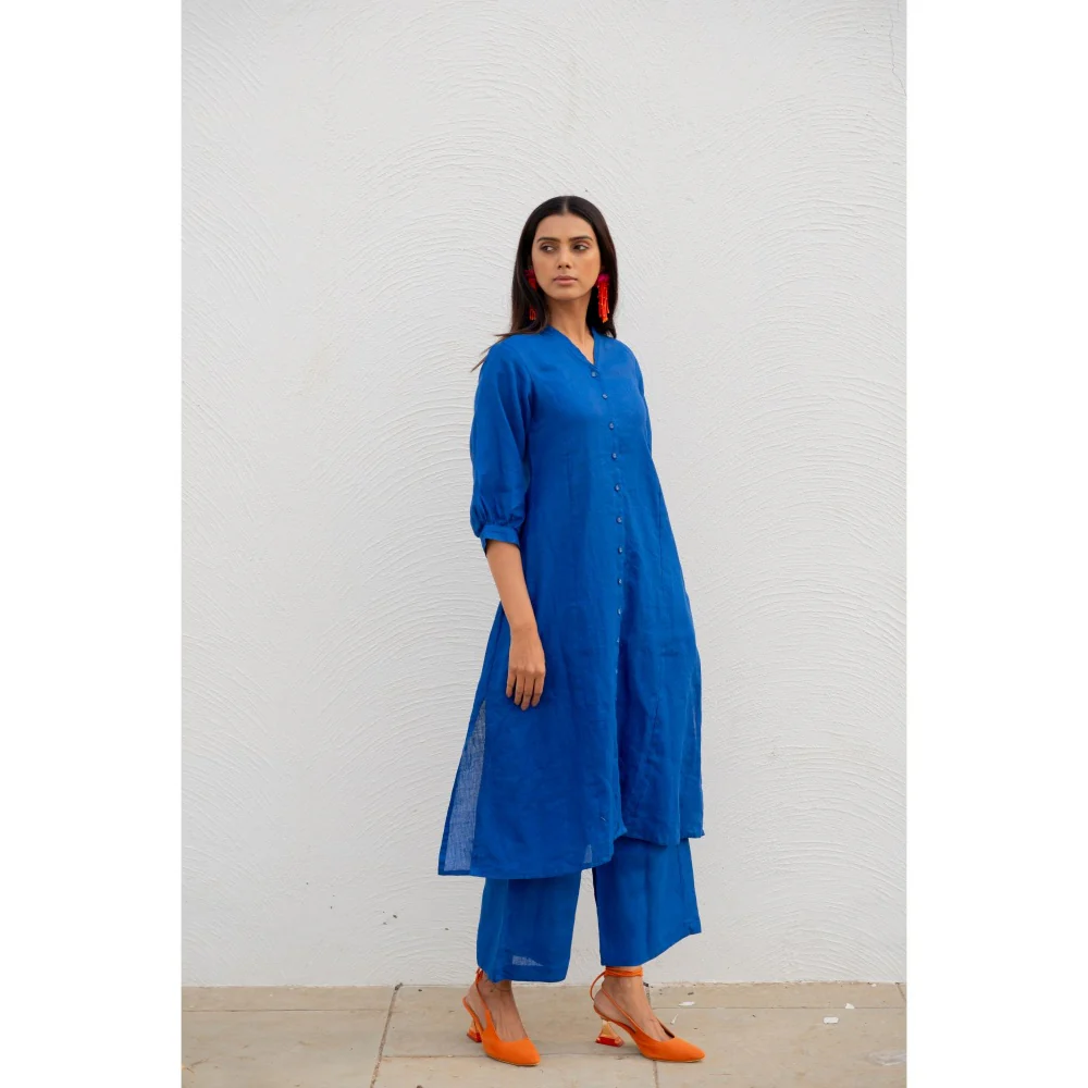 Silai Studio Sapphire Linen Button-down Kurta - Image 8