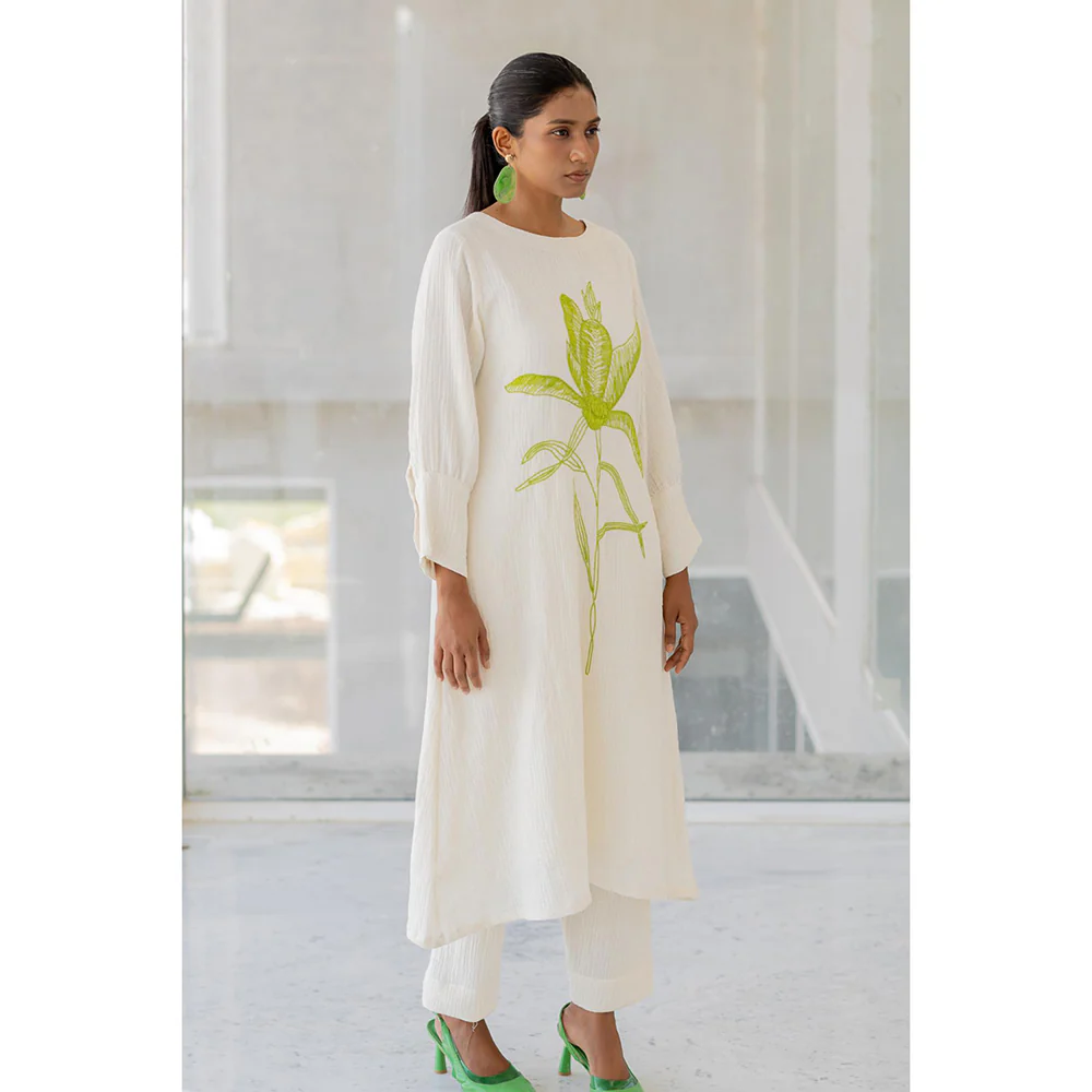 Silai Studio Vanilla Mist Embroidered Kurta - Image 8