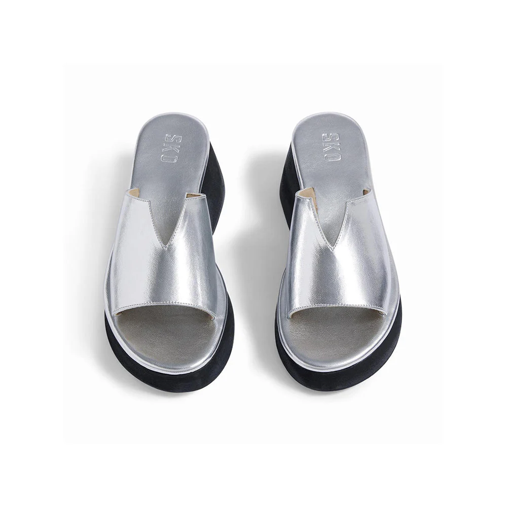 SKO Modena Silver Platform Heels - Image 4