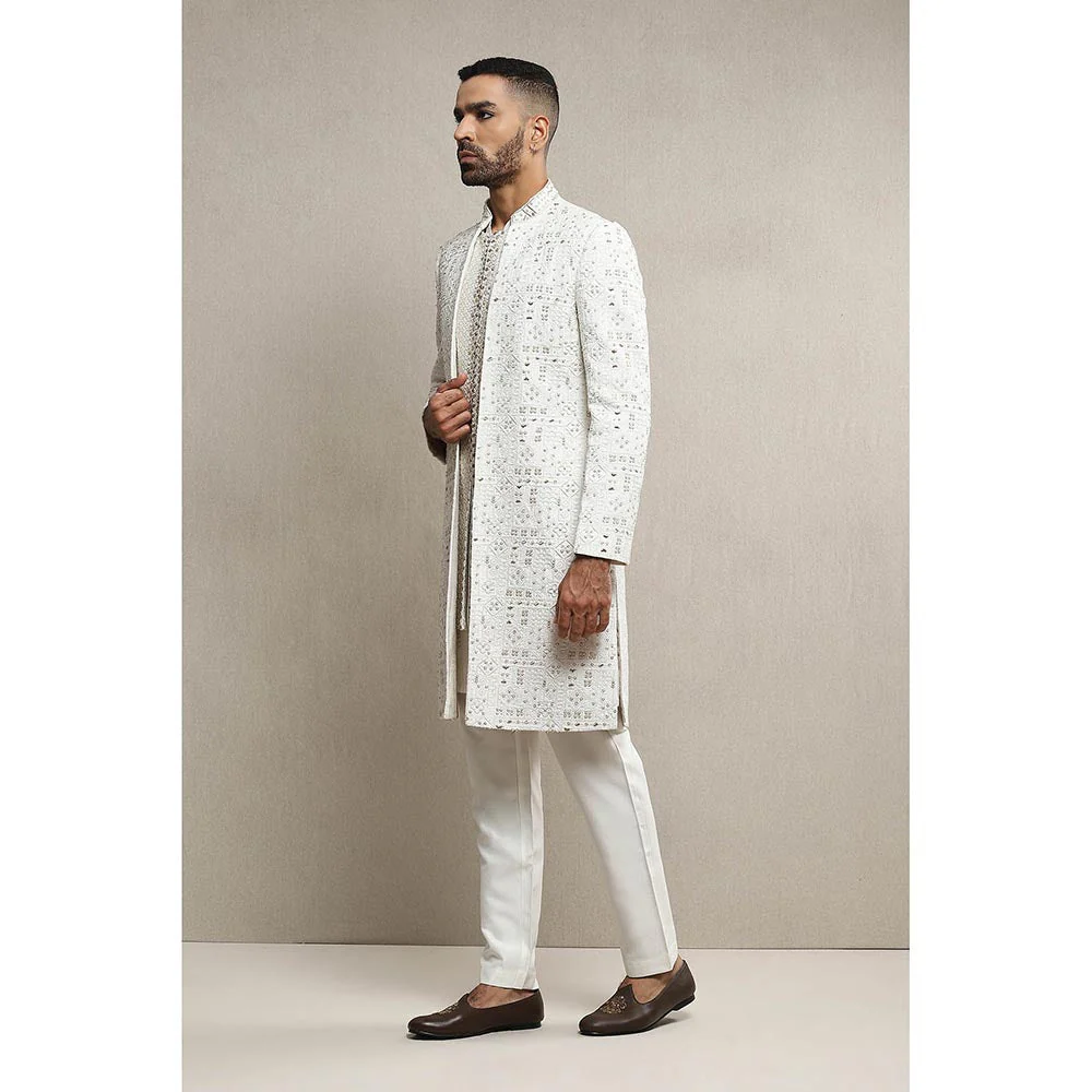 Soniya G Off White Sherwani and Kurta with Pant (Set of 3) - Image 2