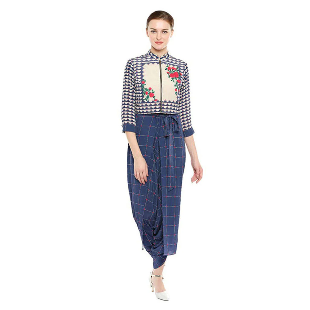 Soup by Sougat Paul Bullion Checks Printed Jumpsuit with Jacket