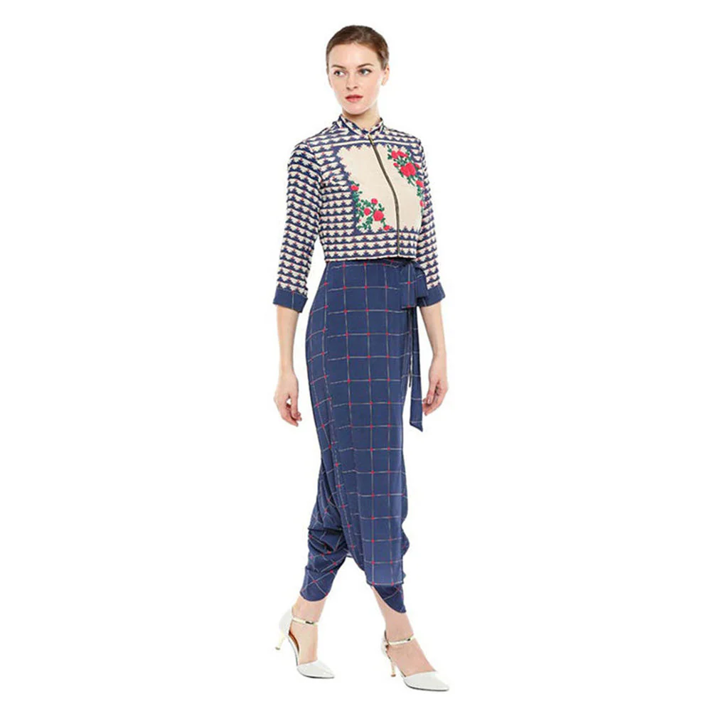 Soup by Sougat Paul Bullion Checks Printed Jumpsuit with Jacket - Image 4