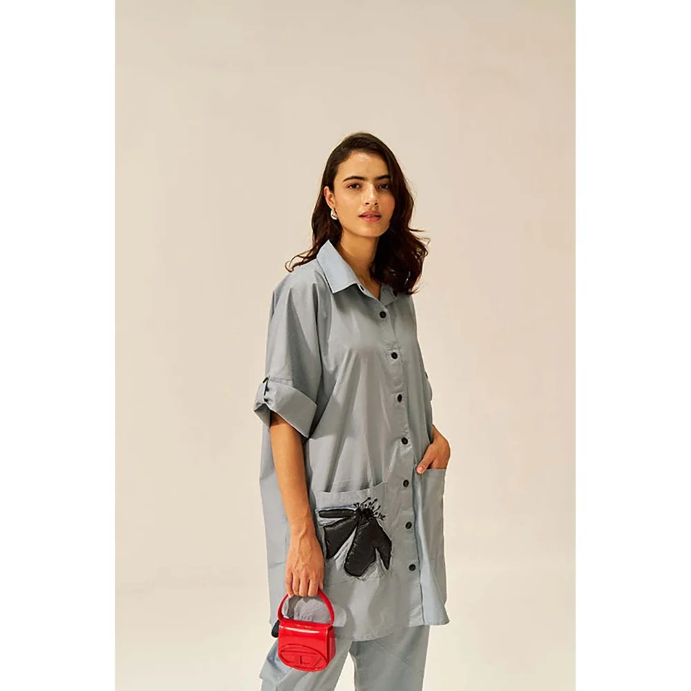 SPACE Two Piece Grey Tunic Style Shirt And Elasticated Pant - Image 4