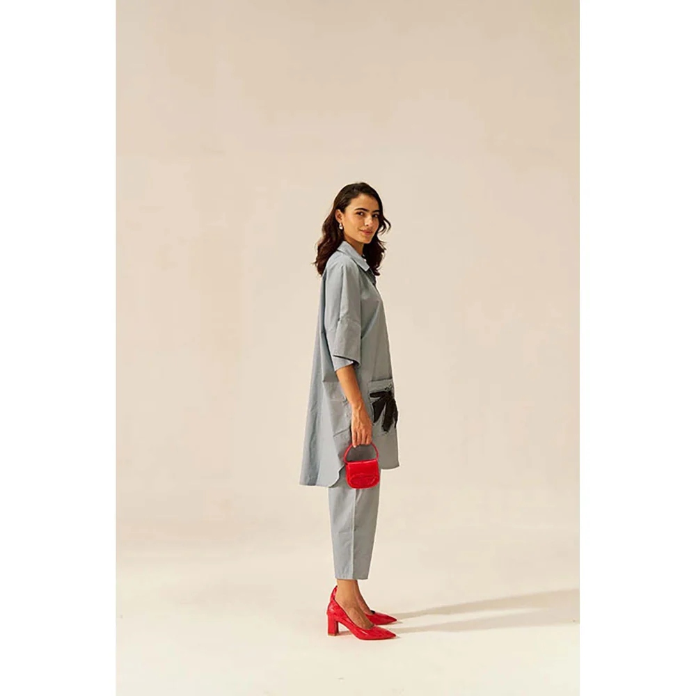 SPACE Two Piece Grey Tunic Style Shirt And Elasticated Pant - Image 5