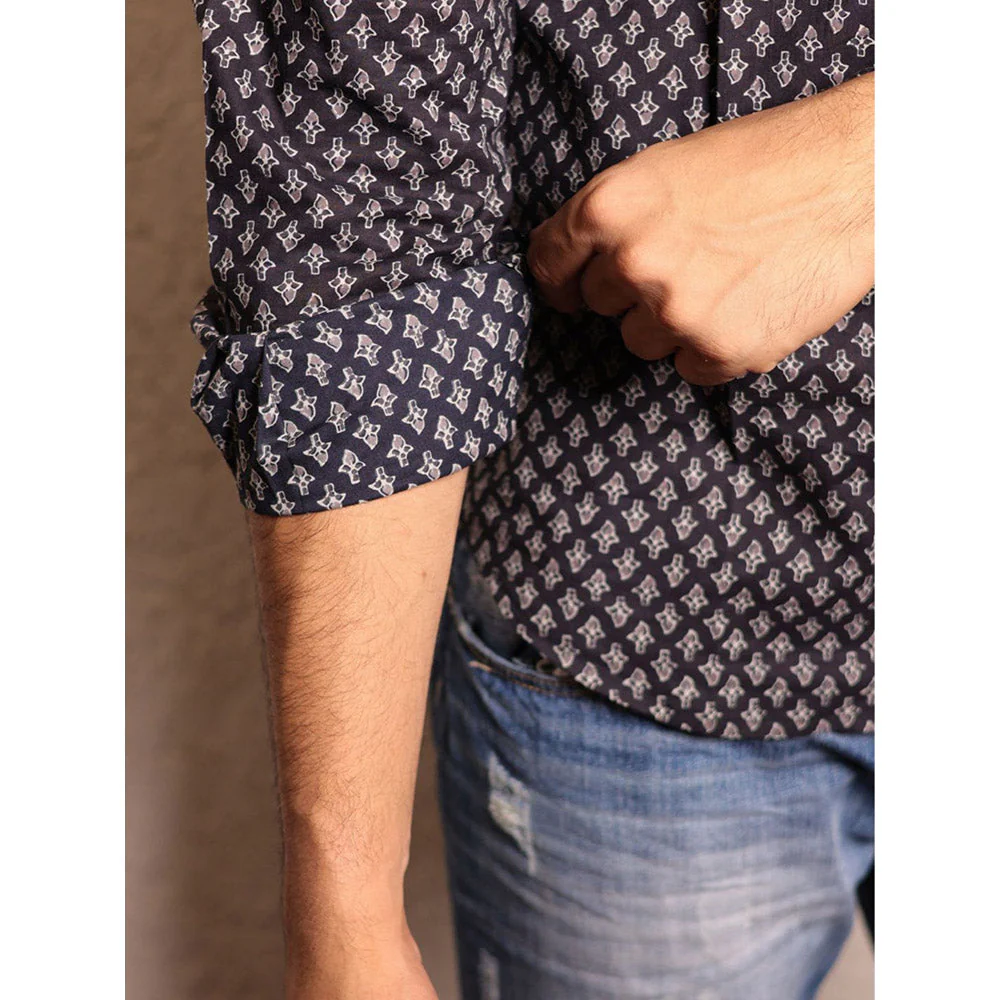 Spring Soul Black Cotton Printed Full Sleeves Shirt - Image 4