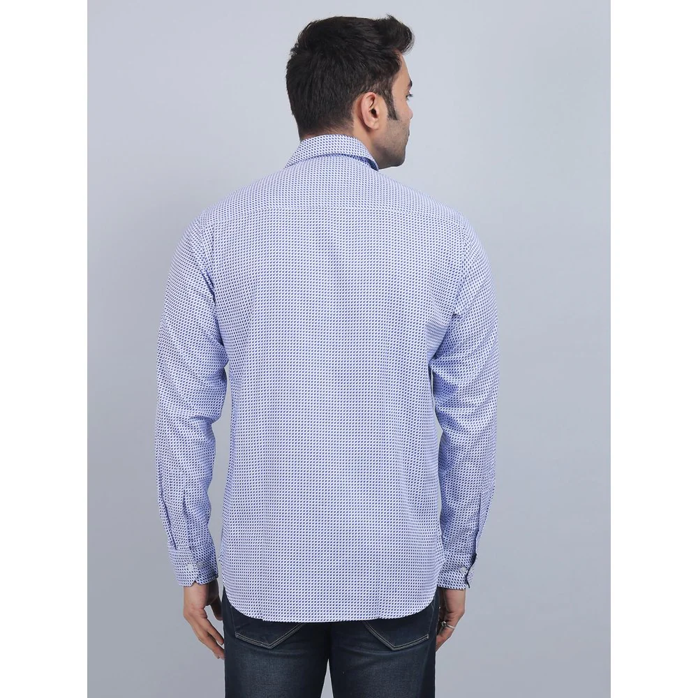 Spring Soul Blue Cotton Printed Full Sleeves Shirt - Image 2