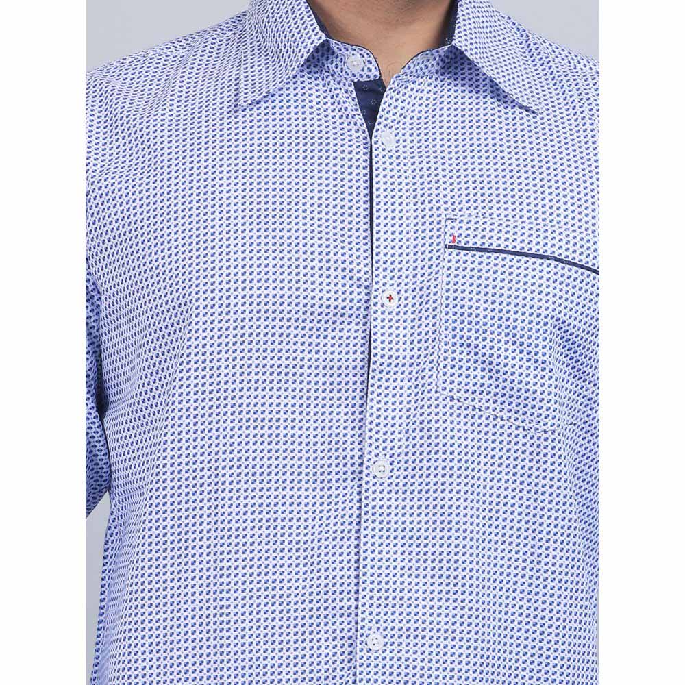 Spring Soul Blue Cotton Printed Full Sleeves Shirt - Image 3