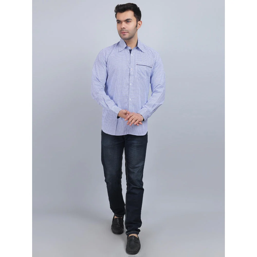 Spring Soul Blue Cotton Printed Full Sleeves Shirt - Image 4