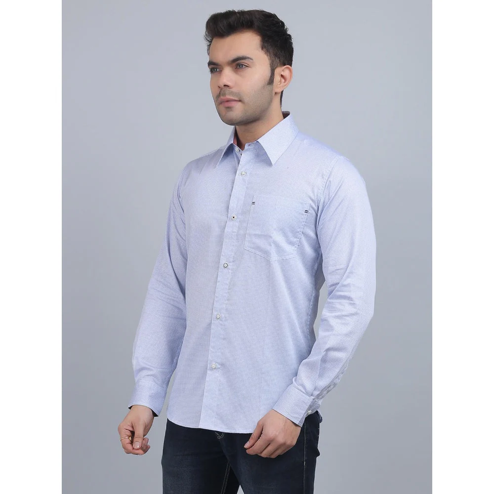 Spring Soul Blue Cotton Printed Full Sleeves Shirt