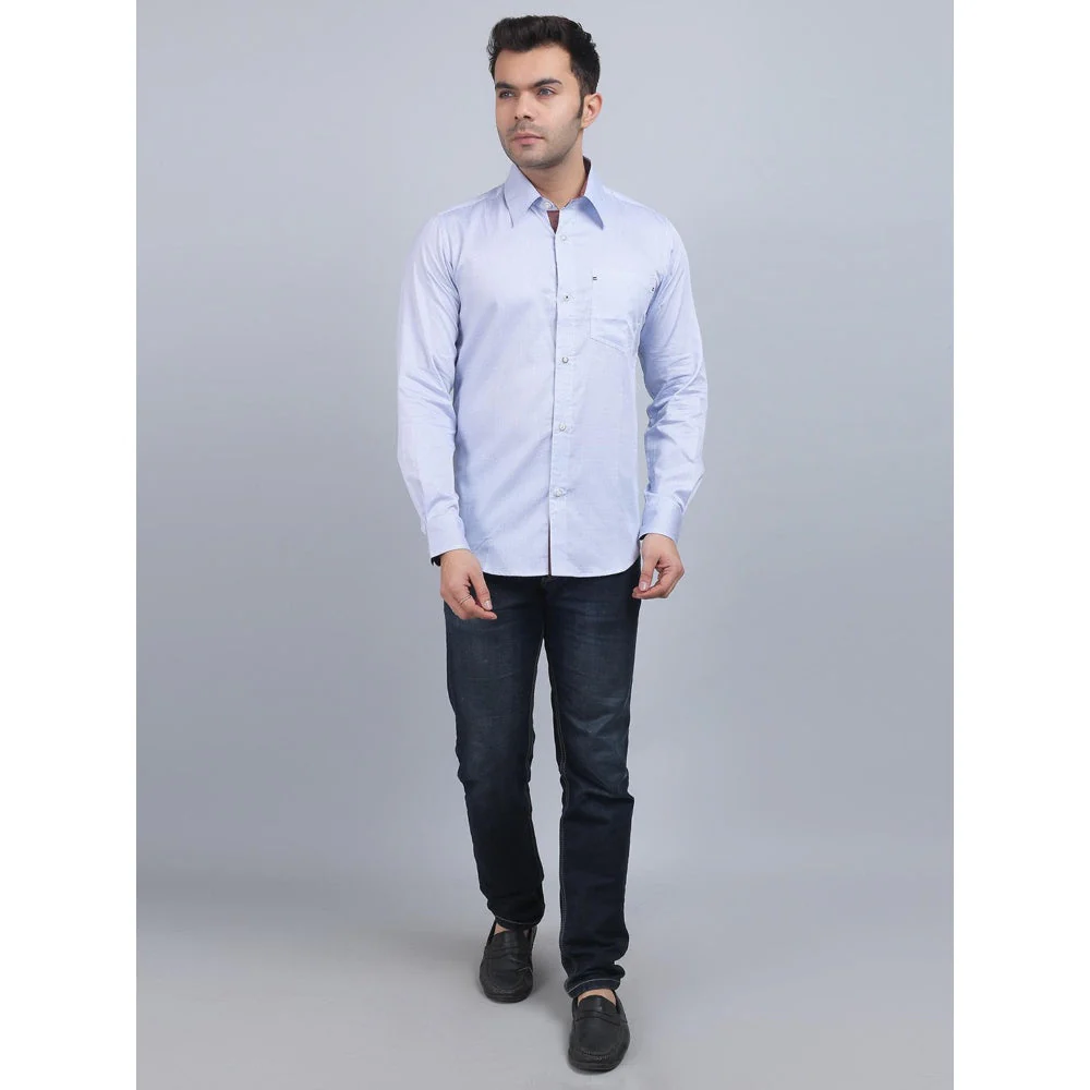 Spring Soul Blue Cotton Printed Full Sleeves Shirt - Image 4