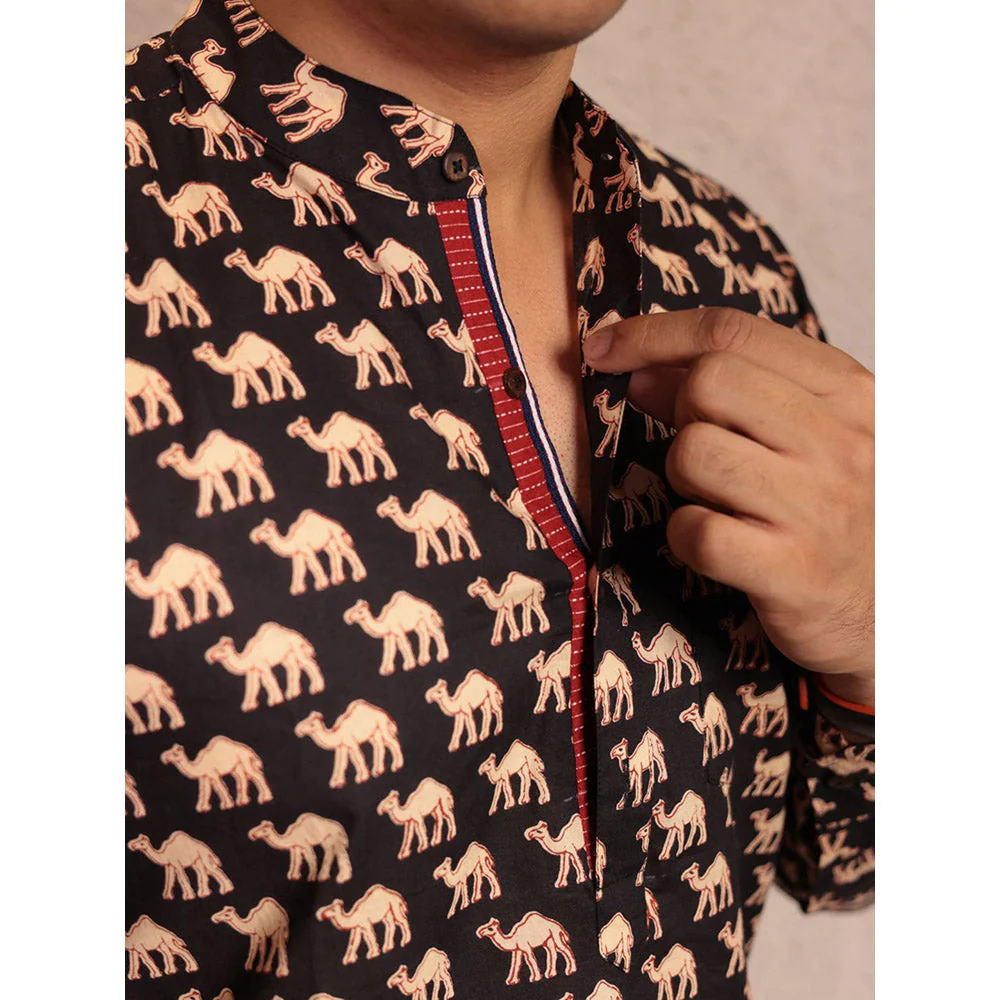 Spring Soul Brown Cotton Printed Full Sleeves Shirt - Image 3