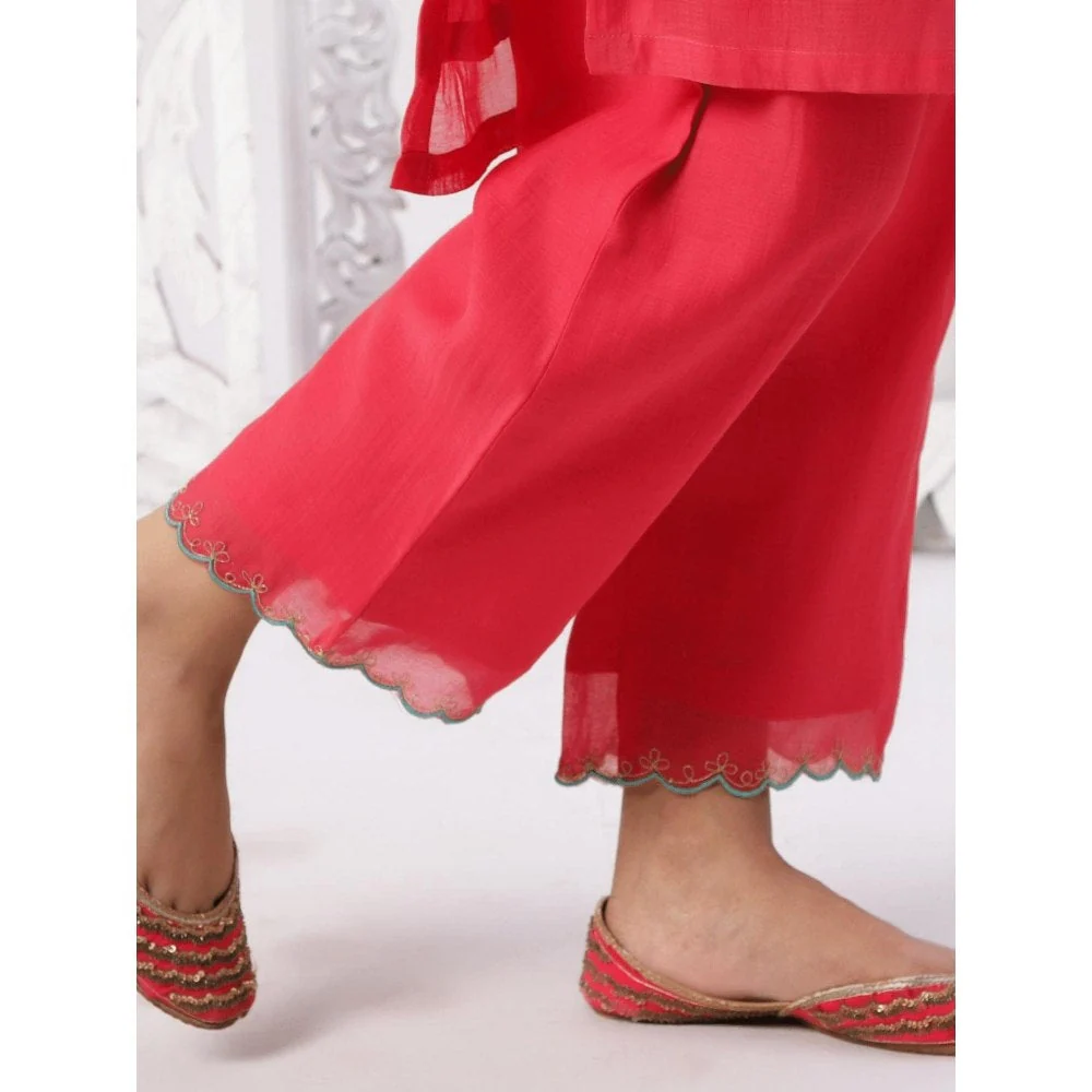 Spring Soul Chanderi Embroidered Kurta and Pant with Organza Dupatta (Set of 3) - Image 6