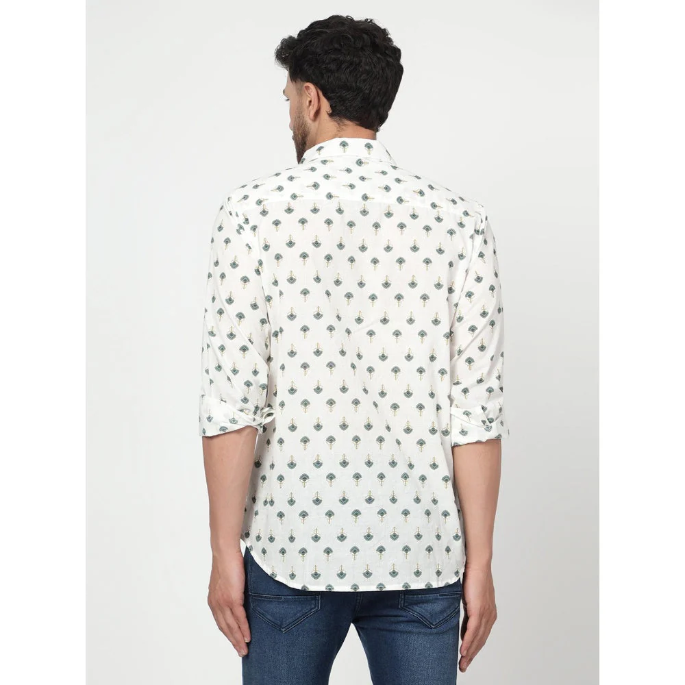 Spring Soul Cotton Printed Full Sleeves Shirt White - Image 2