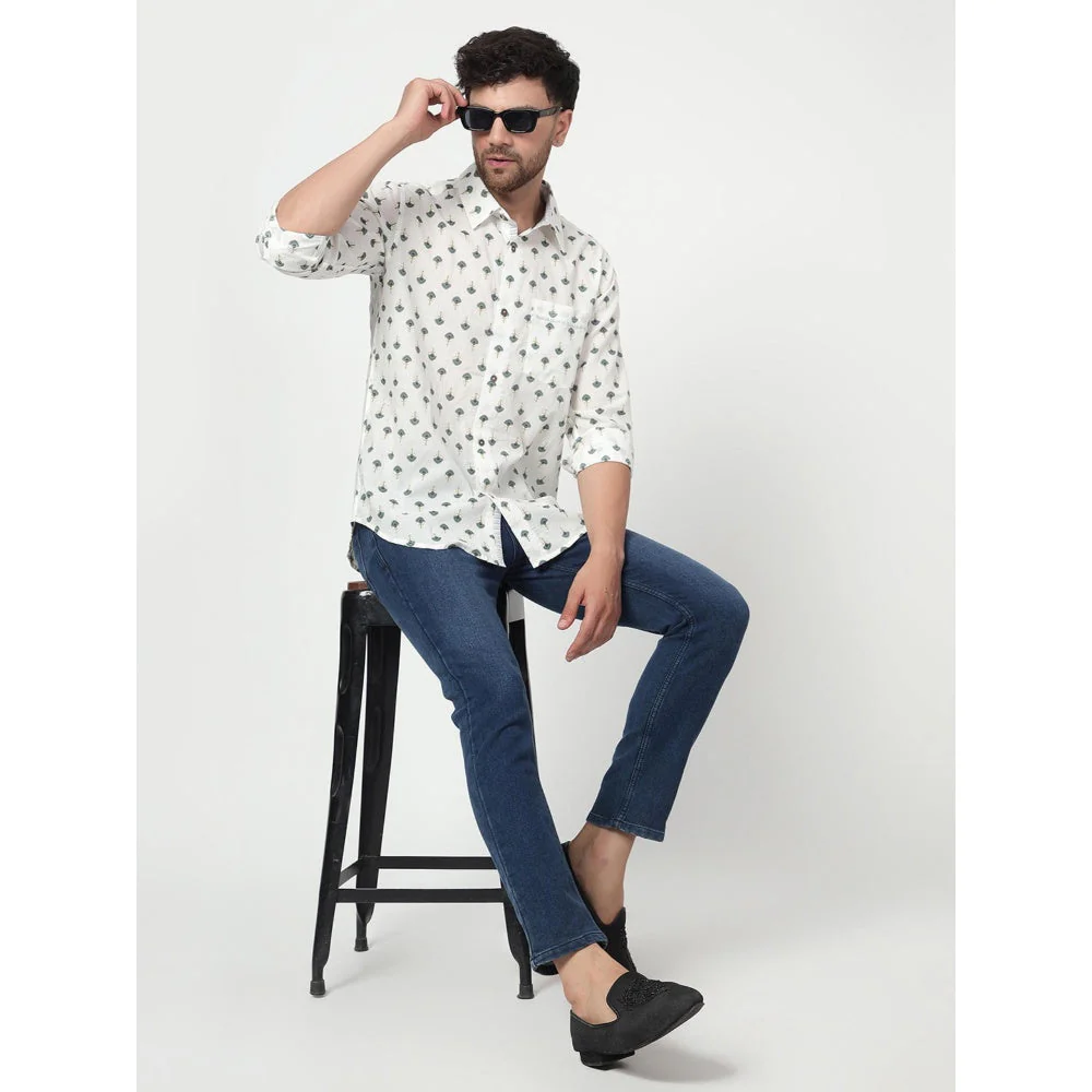 Spring Soul Cotton Printed Full Sleeves Shirt White - Image 4