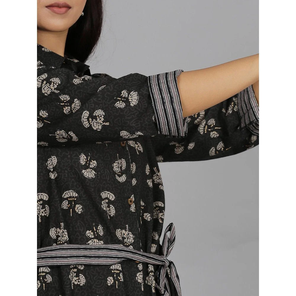 Spring Soul Grey Printed Cotton Shirt Dress with Belt (Set of 2) - Image 5
